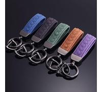 R-timer Portachiavi Auto per Mitsubishi ASX Lancer 10 Outlander 3 l200 Xpander Pajero 4 Montero V73 Triton,Pelle Intrecciata Elegante Pendaglio Anello Anti-Smarrimento, Accessorio Uomo Donna,Black