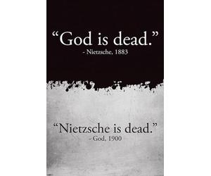 R - Two Stars - Poster con scritte "God Is Dead" e "Nietzsche Is Dead"