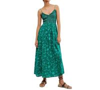 R.Vivimos Abito Donna Estate Spaghetti Cinturina Cotone Boho Florale Maxi(S,Green)