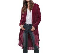 R.Vivimos Autunno Inverno Donne Velluto Ruffle Cappotto Casual Vintage Giacca Lunga Collarless Classico Swallowtail Hem Blazer(S,Gelso)