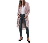 R.Vivimos Autunno Inverno Donne Velluto Ruffle Cappotto Casual Vintage Giacca Lunga Collarless Classico Swallowtail Hem Blazer(L,DustyViolet)