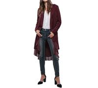 R.Vivimos Autunno Inverno Donne Velluto Ruffle Cappotto Casual Vintage Giacca Lunga Collarless Classico Swallowtail Hem Blazer(XL,Plum)