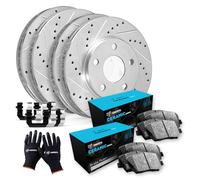 R1 Concepts Kit freni e rotori anteriori e posteriori | Pastiglie freno anteriori e posteriori | Rotori e pastiglie dei freni | Pastiglie e rotori in ceramica | Kit hardware|Adatto per INFINITI Q50