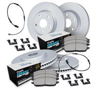 R1 Concepts Kit freni e rotori anteriori e posteriori | Pastiglie freno anteriori e posteriori | Rotori e pastiglie dei freni | Pastiglie e rotori in ceramica Euro | Kit hardware | Sensore WDTS2-12769