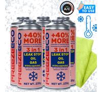 R12/R134a FreezeEco 5x R12/R134a 3-in-1 refrigerante di ricambio per A/C + kit i
