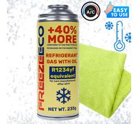 R1234yf FreezeEco 2in1 Sostituzione refrigerante A/C R1234yf 290g + Microfibra