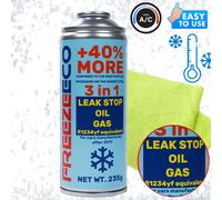 R1234yf Refrigerante A/C 3 in 1 FreezeEco sigillante R1234yf 290g + Microfibra