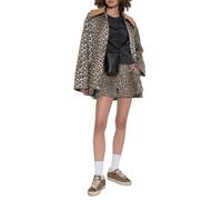 R13 Pouch Pocket Donna Pantaloncini 26 Jeans Marrone Leopardo Tasto Risvolto Rrp