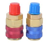 R134A AC Quick Coupler Set | 1/4 inch SAE Brass Adapters for High & Low Pressure Lines | HVAC & Automotive A/C Repair Tool | Red & Blue Color Coded Connectors
