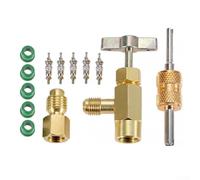 R134A Kit adattatore per serbatoio valvola rubinetto con/4" SAE a /2" per adattatore ACME e strumento nucleo valvola, per collettori AC R12 R22 e R134A, oro B