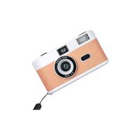 R2-FILM Macchina fotografica analogica manuale retrò riutilizzabile per bambini (bianca con rosa e arancione)_Bianco + Rosa Arancione
