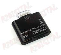 r2digital® GALAXY TAB OTG CONNECTION CARD READER con PORTA USB LETTORE SCHEDE SD MMC XD MS P7300 P7310 P7500 P7510 Compatibile Per Samsung Galaxy Tab e Galaxy Tab2 1Galaxy Tab 8.9 OTG