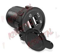 r2digital® Presa Alimentazione Doppia USB 1A 2,1A da Incasso per Auto Camper Moto Vite Tappo Impermeabile SOSTITUIRE Porta ACCENDISIGARI