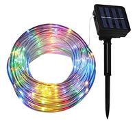 Tubo Natalizio Rgb Led ad Energia Solare, Luci Luminose multicolor di Natale da Esterno, Corda IP65 8 Modalità per Giardini, Decorazioni Natalizie, Feste, Pannello con batteria ricaricabile (Rgb, 12)