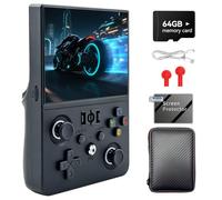 R36MAX 2 Console di gioco portatile retrò, display IPS HD da 4,5 pollici | Impugnatura staccabile, memoria da 128 GB, batteria da 4000 mAh, Linux open source, console emulatore portatile, nero 64G