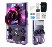 R36MAX - Console da gioco in stile retrò, con schermo HD da 4,0 in IPS da 128 GB, preinstallato, più di 20.000 giochi retrò Open Source Linux System 4000 mAh ricaricabile (viola)