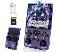 R36MAX Console di gioco portatile retrò Console portatile,18000+ Giochi,40+ Emulatore,8 Ore 4000mAh Batteria,4" IPS Schermo Console retro game,Open Source Linux System (Viola trasparente-64G)
