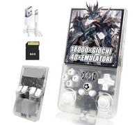 R36MAX Console di gioco portatile retrò Console portatile,18000+ Giochi,40+ Emulatore,8 Ore 4000mAh Batteria,4" IPS Schermo Console retro game,Open Source Linux System (Argento trasparente-64G)