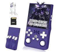 R36MAX Console di gioco portatile retrò Console portatile,22000+ Giochi,40+ Emulatore,8 Ore 4000mAh Batteria,4" IPS Schermo Console retro game,Open Source Linux System (Viola-128G)
