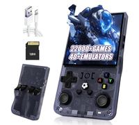 R36MAX Console di gioco portatile Retrò Game Console,22000+/18000+ Giochi,40+ Emulatore,8 Ore 4000mAh Batteria,4" IPS Schermo Console per videogiochi,Open Source Linux System (Grigio-128G)
