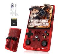 R36MAX Console di gioco portatile Retrò Game Console,22000+/18000+ Giochi,40+ Emulatore,8 Ore 4000mAh Batteria,4" IPS Schermo Console per videogiochi,Open Source Linux System (Rosso-64G)
