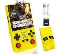 R36MAX Console di gioco portatile Retrò Game Console,22000+/18000+ Giochi,40+ Emulatore,8 Ore 4000mAh Batteria,4" IPS Schermo Console per videogiochi,Open Source Linux System (Giallo-64G)