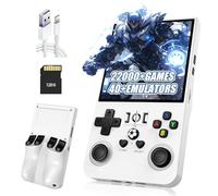 R36MAX Console di gioco portatile Retrò Game Console,22000+/18000+ Giochi,40+ Emulatore,8 Ore 4000mAh Batteria,4" IPS Schermo Console per videogiochi,Open Source Linux System (Bianco-128G)