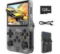 R36S Console di gioco portatile retrò, 128 GB precaricati per videogiochi, supporta oltre 30 simulatori, console emulatore di gioco portatile alimentata da Linux, con schermo HD IPS da 3.5 pollici