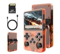 R36S Console di Gioco Portatile Retrò 128G, Console di Gioco Emulatore Portatile con 40000+ Giochi, Schermo IPS da 3,5 Pollici, Sistema Linux, Supporta Molti Emulatori, Joystick 3D (Arancione)