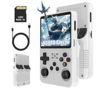 R36S Console di Gioco Portatile Retrò 128G, Console di Gioco Emulatore Portatile con 40000+ Giochi, Schermo IPS da 3,5 Pollici, Sistema Linux, Supporta Molti Emulatori, Joystick 3D (Bianco)