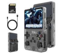 R36S Console di Gioco Portatile Retrò 128G, Console di Gioco Emulatore Portatile con 40000+ Giochi, Schermo IPS da 3,5 Pollici, Sistema Linux, Supporta Molti Emulatori, Joystick 3D (Nero Trasparente)