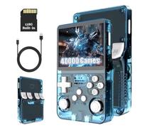 R36S Console di Gioco Portatile Retrò 128G, Console di Gioco Emulatore Portatile con 40000+ Giochi, Schermo IPS da 3,5 Pollici, Sistema Linux, Supporta Molti Emulatori, Joystick 3D (Blu Bianco)