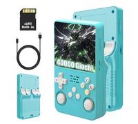 R36S Console di Gioco Portatile Retrò 128G, Console di Gioco Emulatore Portatile con 40000+ Giochi, Schermo IPS da 3,5 Pollici, Sistema Linux, Supporta Molti Emulatori, Joystick 3D (Azzurro Cielo)