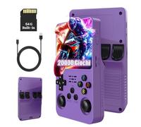 R36S Console di Gioco Portatile Retrò 64G, Console di Gioco Emulatore Portatile con 15000+ Giochi, Schermo IPS da 3,5 Pollici, Sistema Linux, Supporta Molti Emulatori, Joystick 3D (Viola)