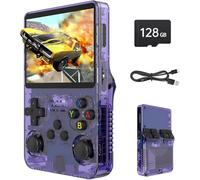 R36S Console di gioco portatile retrò, schermo HD IPS da 3,5 pollici, spazio di archiviazione 128 GB, oltre 30+ emulatori, Viola