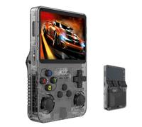 R36S Console per videogiochi portatile retrò, schermo IPS da 3,5 pollici, scheda TF da 64 g, oltre 10.000 giochi, console di gioco portatile, con sistema Linux open source (nero)