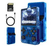 R36s console portatile 64/128GB,20000/40000games,retro pocket mini,console portatile di gioco,3.5 pollici,sistema Linux open-source (128g,Blu traslucido,40000games)
