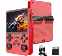 R36s Console Retro Game Portatile aggiornata, Pulsanti Ergonomici, Funzione di Archiviazione Manuale, Oltre 15.000 Giochi Classici Retrò Supporto per l'aggiunta di Altri Giochi (Rosso/64G)