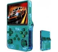 R36S Retro Game Console, Portable Game Console, 3.5 Inch IPS Screen, 64/128GB TF Card, Over 20,000 Pre-installed Games, 3500mAh Battery, Open Source System, Classic Emulator (64 G,Green)