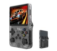 R36S Retro Game Console, Portable Game Console, 3.5 Inch IPS Screen, 64/128GB TF Card, Over 20,000 Pre-installed Games, 3500mAh Battery, Open Source System, Classic Emulator (128G,Black)