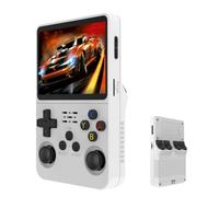 R36S Retro Game Console, Portable Game Console, 3.5 Inch IPS Screen, 64/128GB TF Card, Over 20,000 Pre-installed Games, 3500mAh Battery, Open Source System, Classic Emulator (64 G,White)