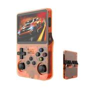 R36S Retro Game Console, Portable Game Console, 3.5 Inch IPS Screen, 64/128GB TF Card, Over 20,000 Pre-installed Games, 3500mAh Battery, Open Source System, Classic Emulator (128G,Orange)