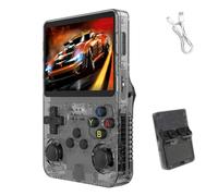 R36s retro handheld game console, console di gioco portatile retrò, con schermo HD da 3,5 pollici, scheda TF da 64/128 GB, batteria da 3500 mAh, portatile per adulti e bambini (Nero,64G)