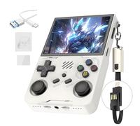 R36XX Console di gioco portatile retrò 64G,15000 + giochi,12 emulatori,3000mAh,Console per videogiochi palmare con schermo IPS OCA HD da 3,5",sistema Linux open source,Doppio Joystick 3D (Bianco)