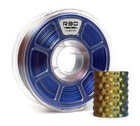 R3D Filamento di seta PLA tricolore per stampante 3D, coestrusione, 1,75 mm, 1 kg, stampa ad alta velocità da 30 a 370 mm/s, 1,75 mm, precisione dimensionale +/- 0,02 (Seta Oro-Rame-Blu)