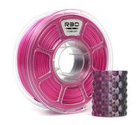 R3D Filamento per stampante 3D PLA seta bicolore, coestrusione, 1,75 mm, 1 kg, stampa ad alta velocità 30-370 mm/s, precisione dimensionale +/- 0,02 mm, bobina di plastica da 1 kg(Seta Nero-Rosa)