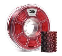 R3D Filamento per stampante 3D PLA seta bicolore, coestrusione, 1,75 mm, 1 kg, stampa ad alta velocità 30-370 mm/s, precisione dimensionale +/- 0,02 mm, bobina di plastica da 1 kg(Seta Nero-Rosso)