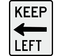 R4-8A - Targa in metallo con scritta "Keep Left Sign", 20,3 x 30,5 cm