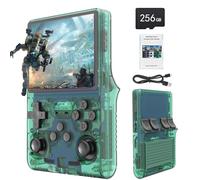 R40S - Console di gioco portatile, 30.000 giochi retrò in 1 console di gioco con sistema Linux open source, scheda TF da 256 GB, schermo IPS da 3.5" e batteria da 3800 mAh (verde trasparente)