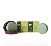 R5, Kit 2 x Shampoo Solido Idratante al Profumo di Fiori e Frutta e 1 Portasapone in Plastica 100% Riciclata, Prodotti Made in Italy, Idea Regalo